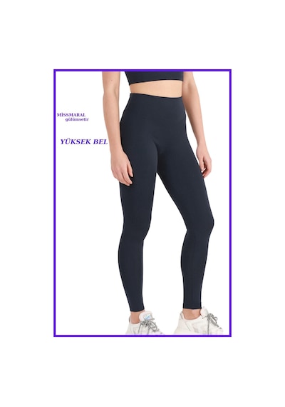 Missmaral Kadın Lacivert Yüksek Bel Toparlayıcı Tayt Tam Boy Dalgıç Likralı Kumaş Casual & Comfort 102101 Larcivert