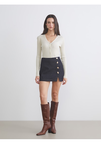Lcw Vision İndigo Dar Fit Jean Şort Etek