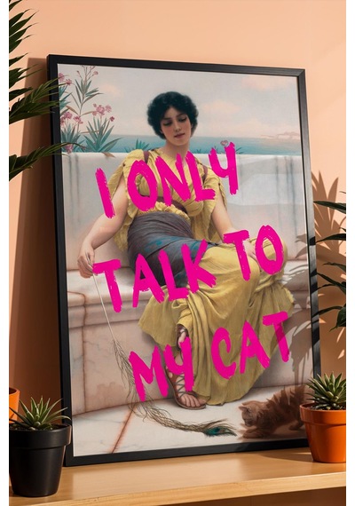 John William Godward Idleness Çerçeveli Tablo I Only Talk To My Cat Kedi Severlere Hediye Altered Art