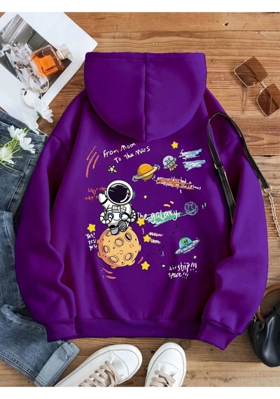 Altamira Kadın Galaxy Sırt Baskılı Oversize Sweatshirt 001