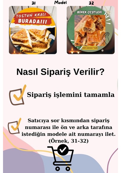 Yiyecek Dükkanı İçin Çift Taraflı Özel Seçmeli Duvar, Kapı, Askılı Pano Karşılama Tabelası, Süs
