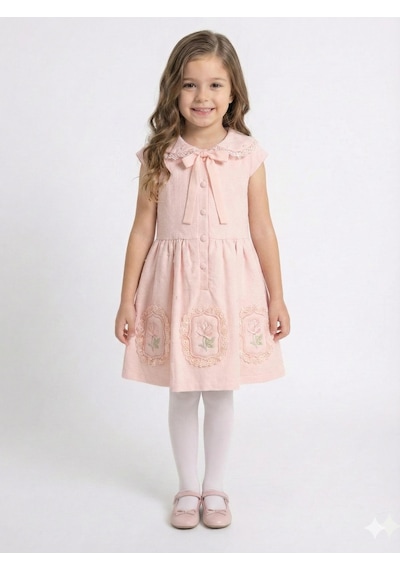Xo Kids Kız Çocuk Elbise + Bolero 4-7 Yaş 52120 Pudra