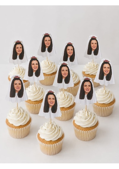 12 Adet Bekarlığa Veda Partisi Bride To Be Kişiye Özel Fotoğraflı Parti Kürdan Pasta Süsü
