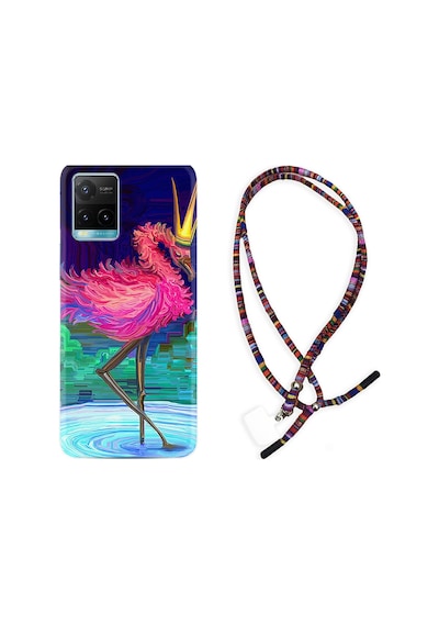 Vivo Y21 Kılıf Rasta Boyun Askılı Queen Flamingo 1748
