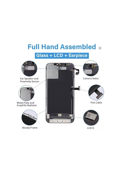 Apple iPhone Uyumlu 12 Pro Max A Kalite Ön Lcd Ekran Dokunmatik Sıvı Bandı Kırılmaz Tamir Seti Set