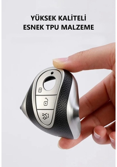 Mercedes Benz C E S Class C200 W206 W223 S400 S500 Maybach Deri Görünüm Tpu Anahtar Kılıfı Mavi