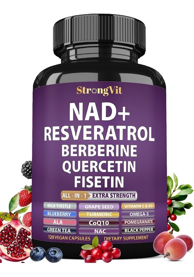 Strongvit Nad+ Resveratrol Berberine Quercetin Fisetin 120 Kapsül Orijinal Usa Menşeii Dmmedicineden