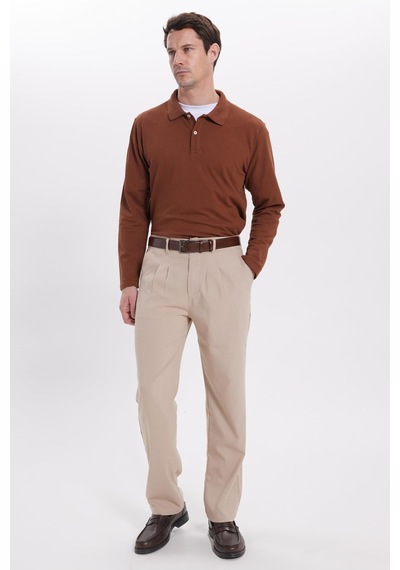 Tudors Erkek Regular Fit Klasik Kesim Normal Bel Geniş Paça Taş Pantolon-40342 Taş