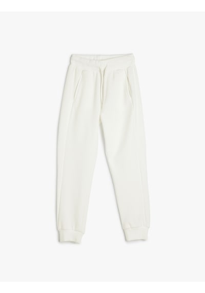 Koton Beli Bağlamalı Cep Detaylı Basic Jogger Eşofman Altı Ekru 5skb40083tk Ekru