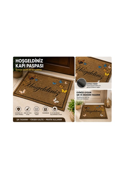 Dikkat Ürün İncedir/ Halıfleks Şeklindedir Kapı Önü Paspas / İç Ve Dış Paspas Bej Bej