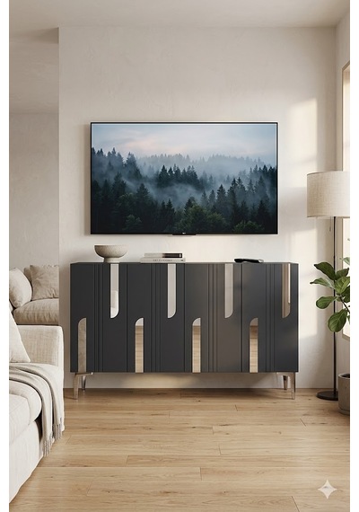 Ka1231as Nota Konsol Ve Tv Sehpası Antrasit -silver 120cm Antrasit-silver