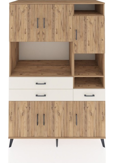 Kronos Dolap 10 Raflı 3 Çekmeceli 6 Kapaklı 132x59x195 Çam-ça... Çam