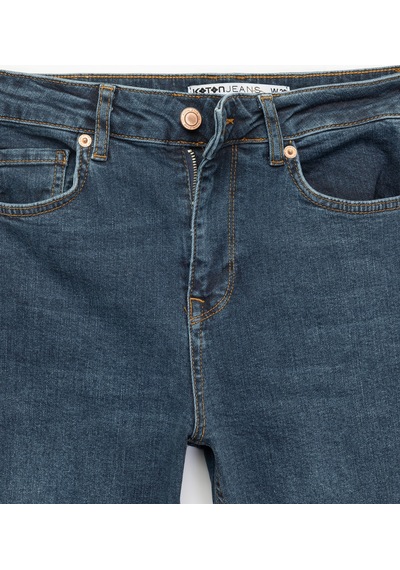 Koton Yüksek Bel Dar Kalıp Düğmeli Cepli İspanyol Paça Crop Jean Pantolon - Flare Jeans Koyu İndigo 7wal40010md Indigo Koton Yüksek Bel Dar Kalıp Düğmeli Cepli İspanyol Paça Crop Jean Pantolon - Flare Jeans Koyu İndigo 7wal40010md Indigo