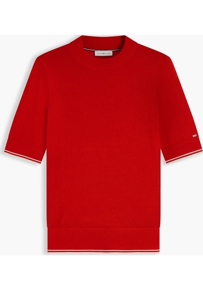 Tommy Hilfiger Lyocell Sılk C-nk Ss Swtr Kadın Kırmızı Kazak - Ww0ww51054