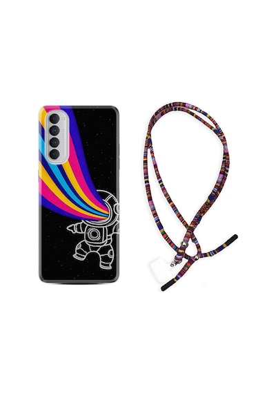 Oppo Reno 4 Pro Kılıf Rasta Boyun Askılı Colorful Astronot 1727