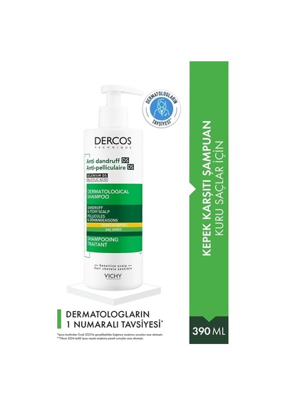 Vichy Dercos Anti Dandruff Kuru Saçlar Kepek Karşıtı Şampuan 390 Ml Tüm Saçlar