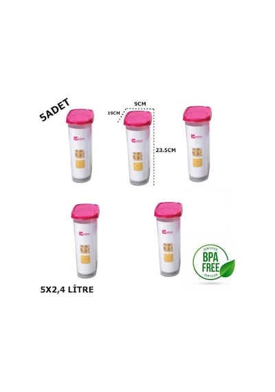 Moonstar Modüler Kapaklı Kuru Gida Saklama Kabı 24 L X 5Adet Mb