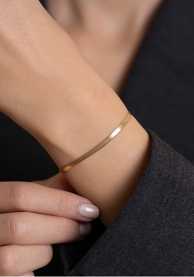 14 Ayar Altın Yassı Ezme Bileklik 3 Mm Sarı Altın