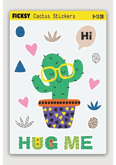 Sevimli Kaktüs Sticker Seti - 13 Adet Etiket Çıkartma Diğer