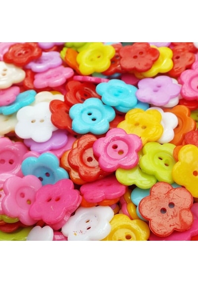 Çiçek Renkli Düğme Renkli Papatya Düğme 1,7 Cm - 25 Adet