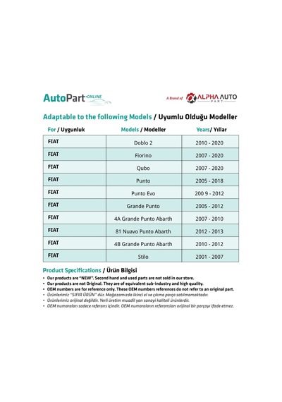 Fiat Doblo, Citroen Nemo, Peugeot Bipper İçin Bagaj Perde Braketi- Set