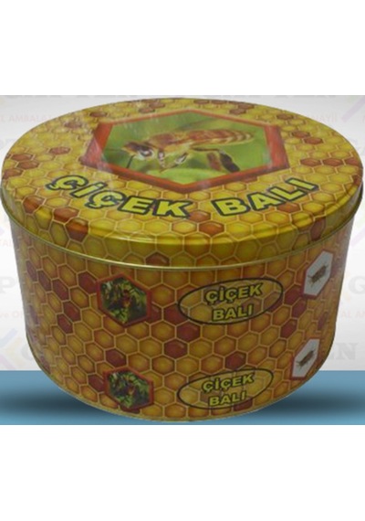 5 Kg Yuvarlak Bal Tenekesi Desenli 10 Adet Çok Renkli