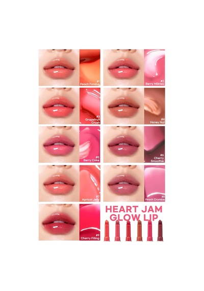 Yoğun Nemlendirici, Parlak Bitişli Balm Heart Jam Glow Lip 2 Berry Milktea