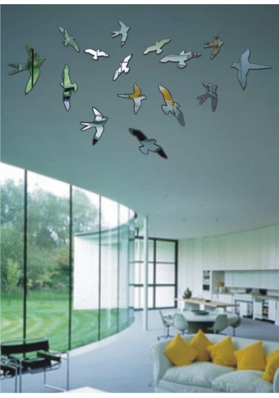 M3 Decorium Uçan Kuşlar Dekoratif Ayna Gümüş