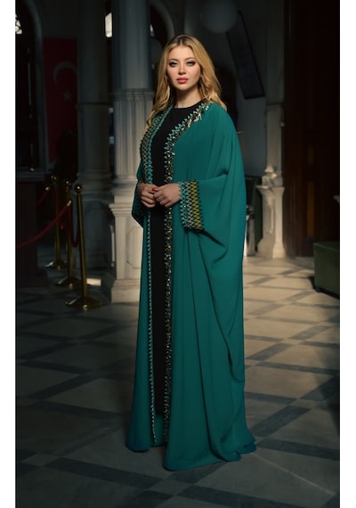 Crystalia Klasik Abaya - Çok Renkli Çok Renkli