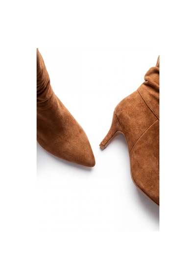 V.s.h Velvet Kama Kadın Süet Körüklü 7 Cm Topuklu Taba Yarım Çizme -2563