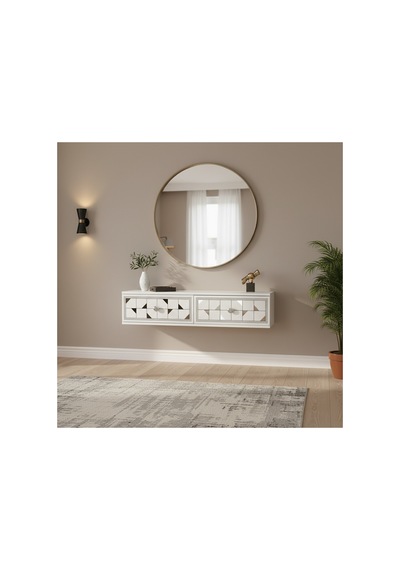 Da1207bs Moka Dresuar Ve Antre Rafı Beyaz-silver 120cm Beyaz - Gümüş