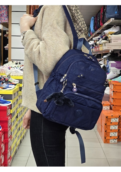 My Polo 2113-8745 Kadın Krinkıl Kumaş Çok Gözlü Astarlı Petli Su Lacivert