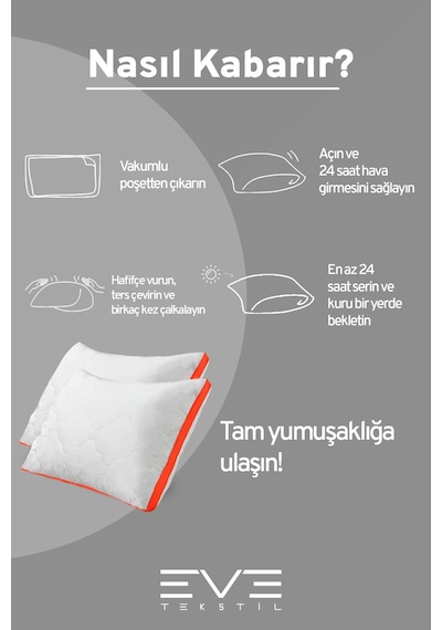4 Adet Klimax Turuncu Serisi Kılıflı Fermuarlı Klimali Antialerjik Silikon Nano Elyaf Yastık 50x70cm Beyaz