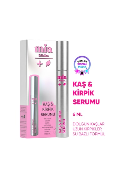 Mia Klinika Su Bazlı Güçlendirici Keratin ve Biotin İçeren Besleyici Kaş Ve Kirpik Serumu 6 ML