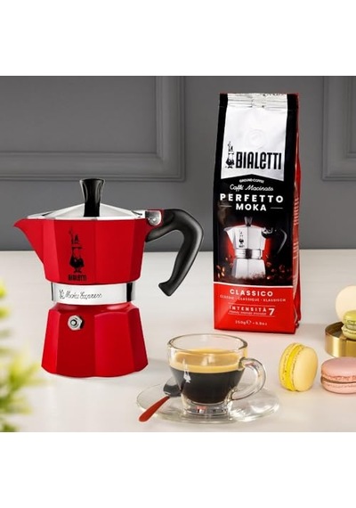 Bialetti 0004943 Moka Express Espresso Kahve Pişiricisi 6 Kişilik Rossa, Kırmızı