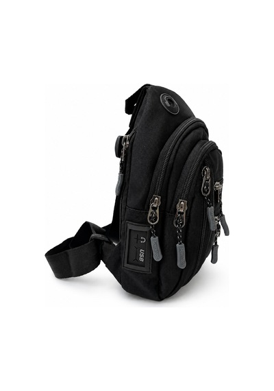 Sanmorris Unisex Küçük Boy Çok Gözlü Çapraz Askılı Body Bag Siyah-gri