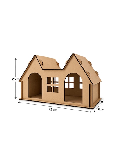 Alg Wood Design Hamster Evi 10 Parça Mdf Ahşap Hamster Yuvası 42 23 22 Cm - Büyük Boy