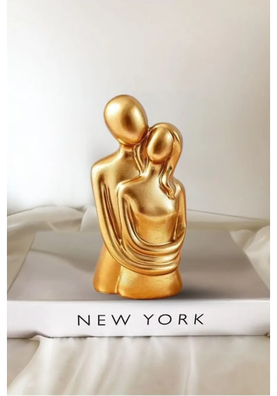 Bernami Mumluk Şamdanpinterest 10.7 Cm Gold Renk Sonsuz Aşk Sarılan Sevgili Biblosu 1 Adet Hediyelik Heykel Biblo Dekoratif Obje Diğer