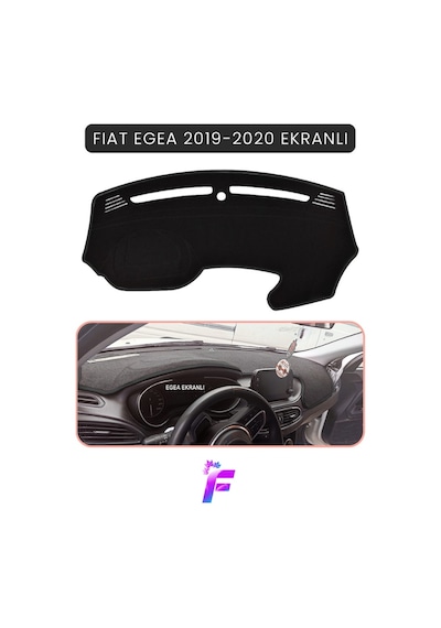 Fıat Egea 2019-2020 Ekranlı Uyumlu Torpido Örtüsü Çatlama Ve Isıya Karşı Tam Koruma Tb24 Siyah