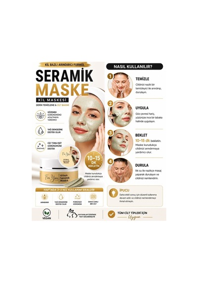 Gözenek Sıkılaştırıcı, Akne-sivilce Karşıtı, Cilt Sıkılaştırıcı, Seramik Kil Maskesi 100 Ml