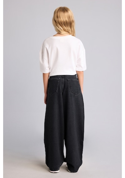 Defacto Baggy Fıt Jean Pantolon Kız Çocuk I1879a826aunm40 Siyah-nm40