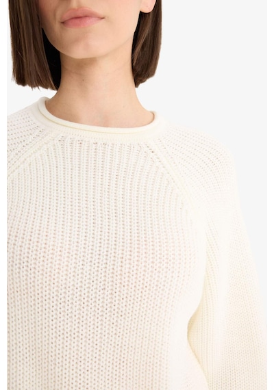 Defacto Coool Regular Fit Bisiklet Yaka Triko Kazak L2567az25wner98 Ekru