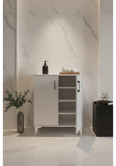Çok Amaçlı Dolap 2 Kapaklı Banyo, Mutfak, Kiler, Beyaz Beyaz