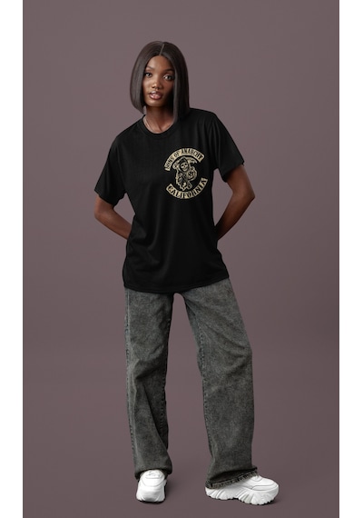 Sons Of Anarchy California Sırt Baskılı Unisex Oversize Dizi Tişö Siyah