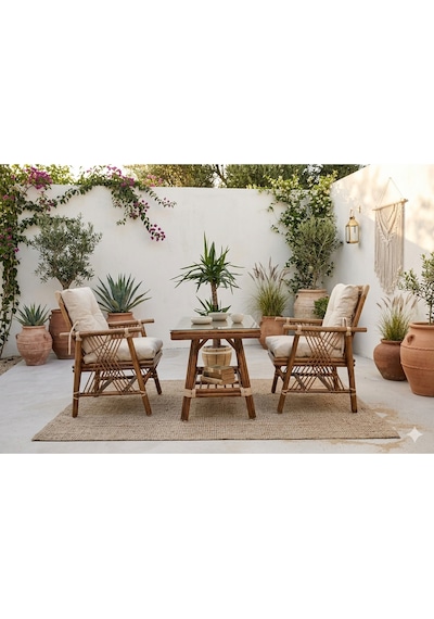 Dekorzade 2 Kişilik Balkon Bahçe Teras Masa Takımı Oturma Grubu 2 Kişilik Bistro Set Ceviz