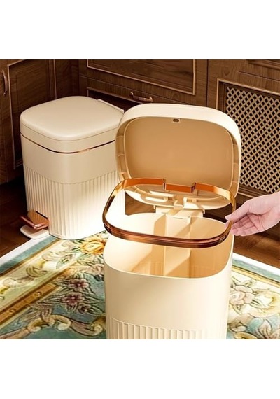 Tr 8/10/15 Litre Çöp Kovası, Darbe Emici Kapaklı, Retro Plastik, Basamak Açma, Oturma Odası, Yatak Odası, Banyo İ Genel
