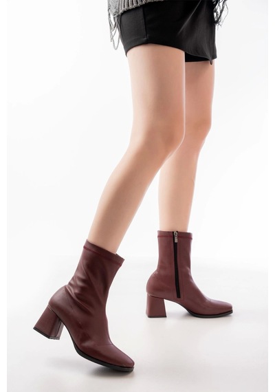 Msk-033 Bordo Topuklu Fermuarlı Kadın Bot Bordo Msk-033 Bordo Topuklu Fermuarlı Kadın Bot Bordo