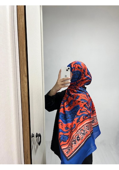 Modakaşmir Aminenesil Etnik Desen Turuncu Renk Soft Pamuk Şal Açık turuncu