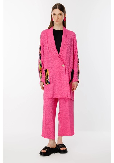 Ghisa Jakar Kumaş Leopar Desenli Pembe Takım 25ygstkm3068 Pembe