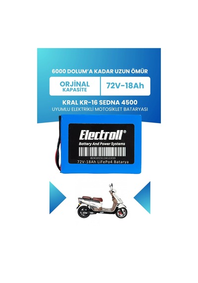Kral Kr-16 Sedna 4500 Batarya Standart Kapasite Lifepo4 72v 18ah Elektrikli Motosiklet Bataryası